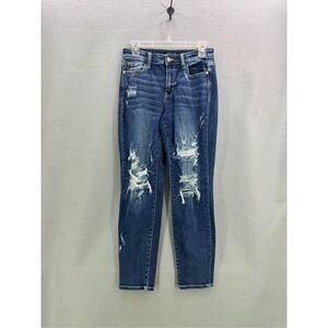 Judy Blue Womens Blue Boyfriend Fit Distressed Stretch Denim Jeans Size 27